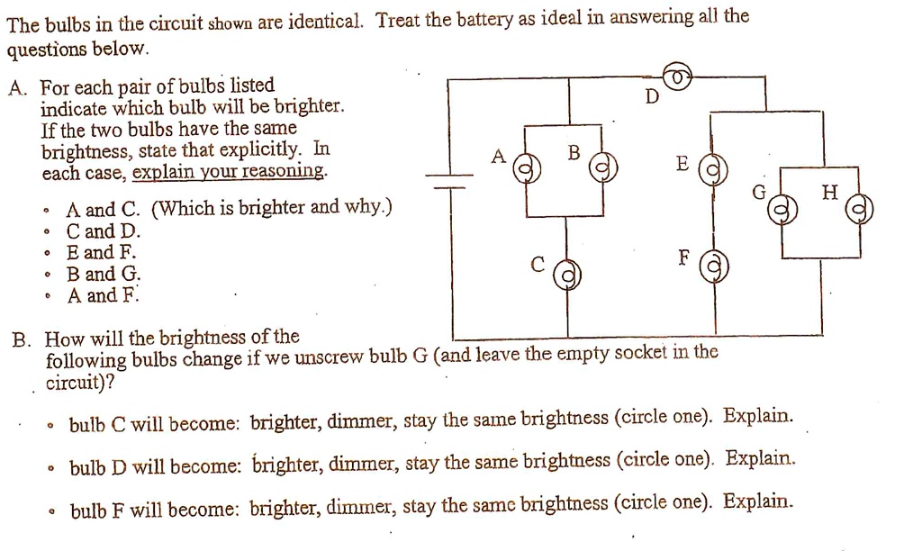 The bulbs in the circuit shown are identical. Treat the battery as