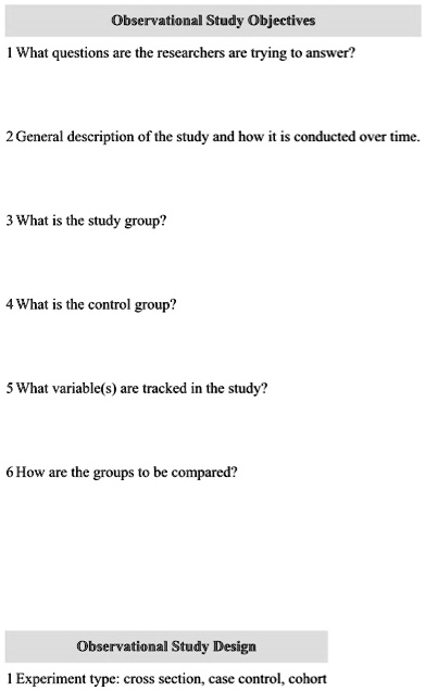 observativnal study objectives what questions are the researchers are ...