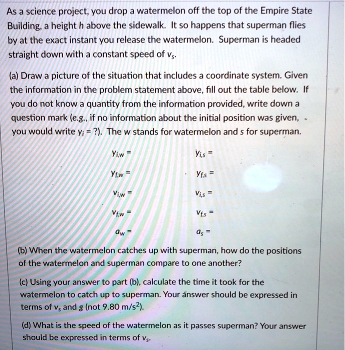 As a science project, you drop a watermelon off the top of the Empire