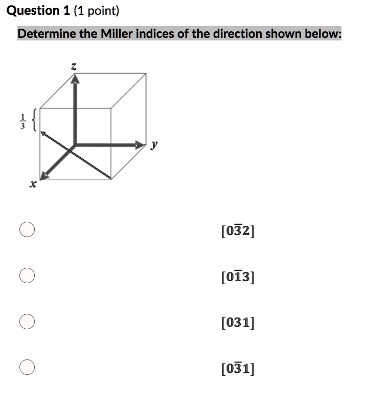 SOLVED: Determine the Miller indices of the direction shown below ...