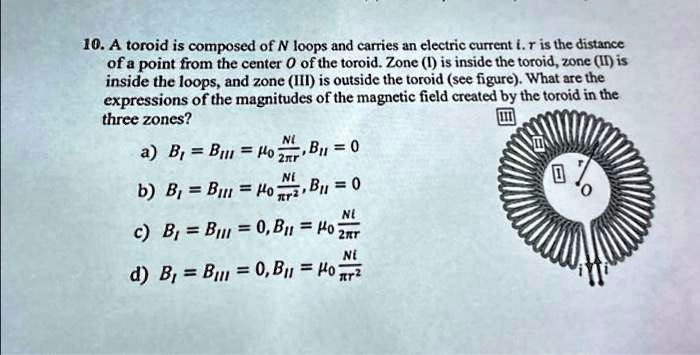 SOLVED: A toroid is composed of N loops and carries an electric current ...