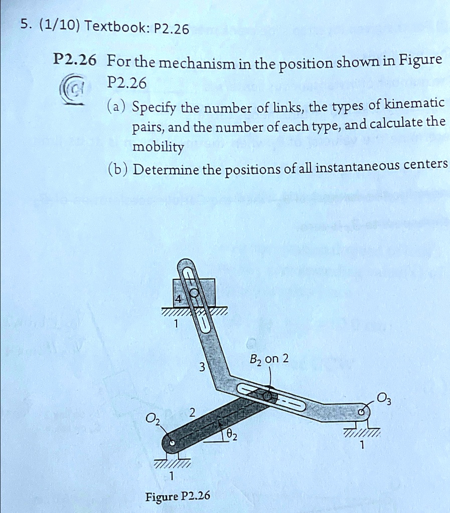 SOLVED: ((1)/(10)) Textbook: P2.26 P2.26 For the mechanism in the ...