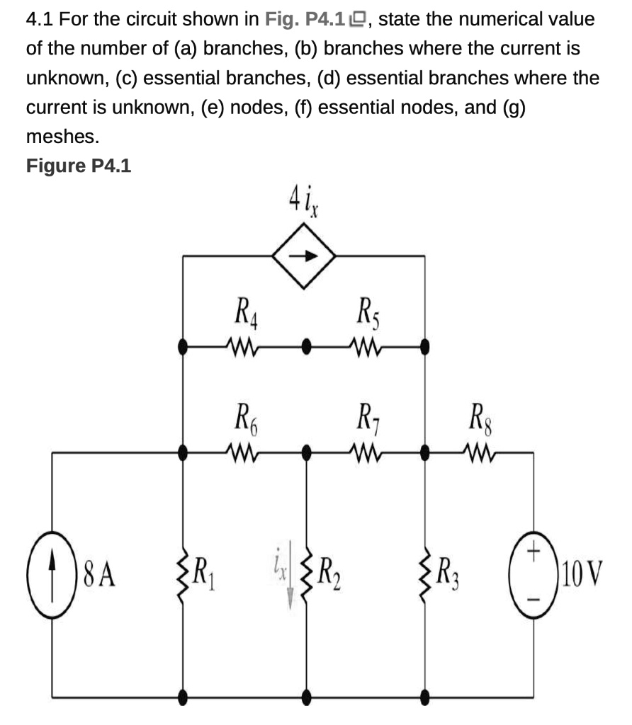 41 For The Circuit Shown In Fig P41 State The Numerical Value Of The ...