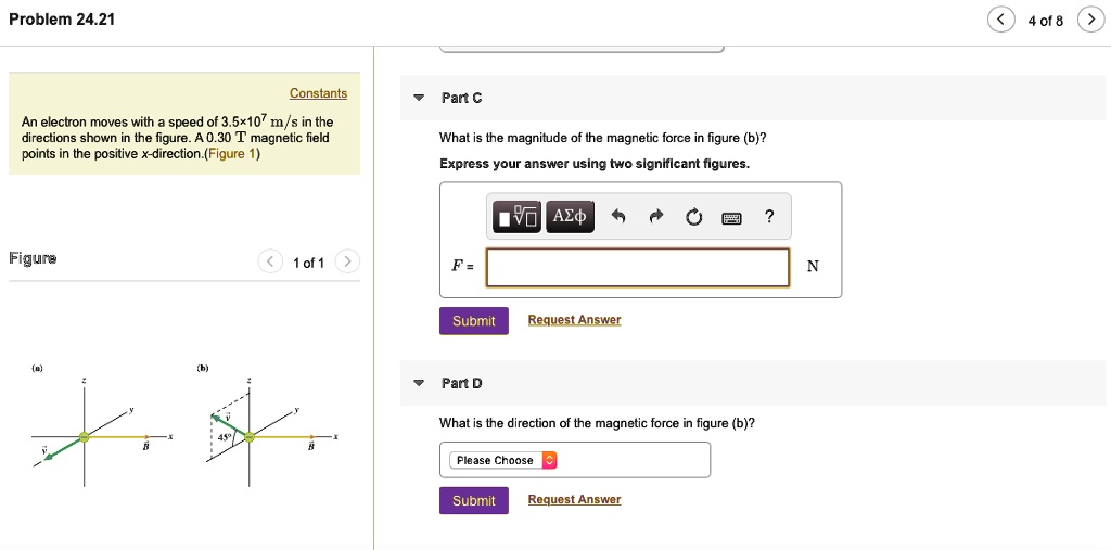 SOLVEDProblem 24.21 4 0l 8 Constants An electron moves with speed of 3
