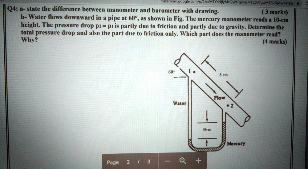 SOLVED Q4 a) State the difference between a manometer and a barometer