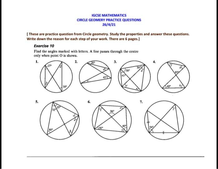 igcse mathematics circle geomery practice questions 26421 these are ...