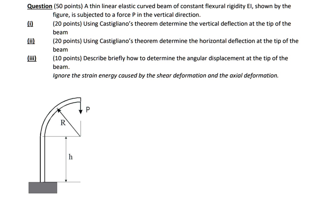 SOLVED: Question (50 points) A thin linear elastic curved beam of ...