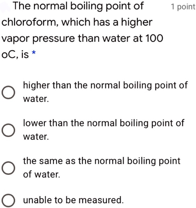 SOLVED The normal boiling point of point chloroform;, which has a