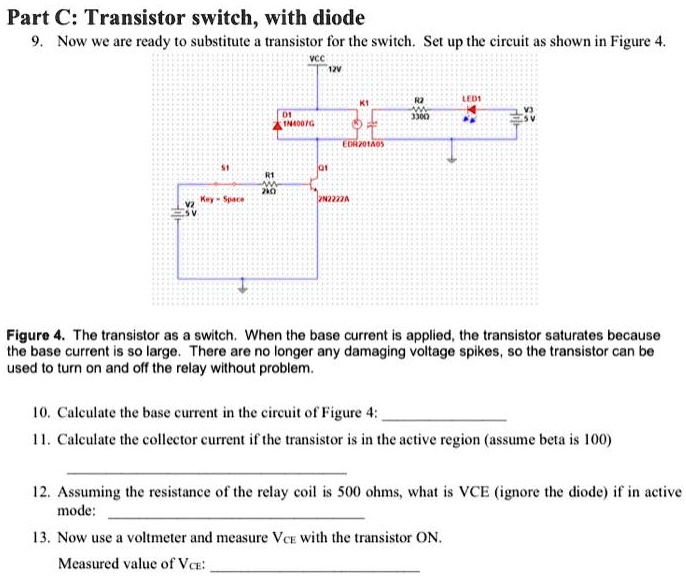 SOLVED Part CTransistor switch,with diode 9.Now we are ready to