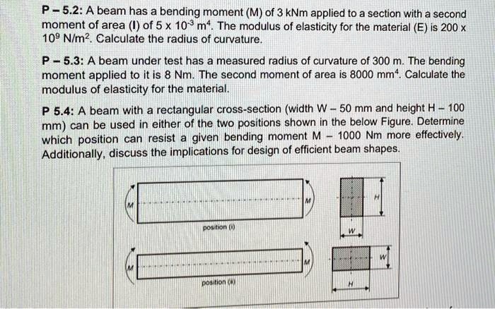 SOLVED: Texts: 5.2 please P-5.2: A beam has a bending moment M of 3 kNm ...