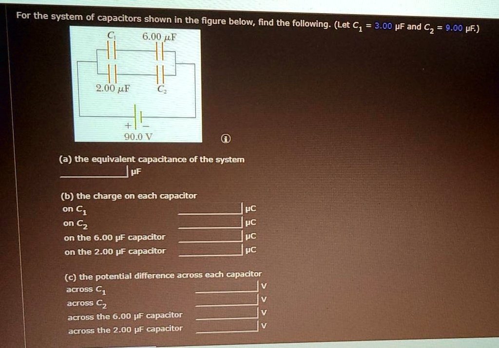 SOLVED: For the system of capacitors shown in the figure below, find ...