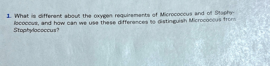 1. What is different about the oxygen requirements of Micrococcus and ...
