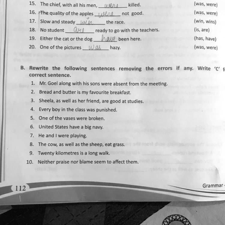 SOLVED In In o C B. Rewrite the following sentences removing the