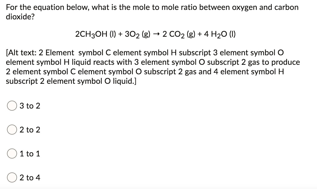 SOLVED For the equation below what is the mole to mole ratio