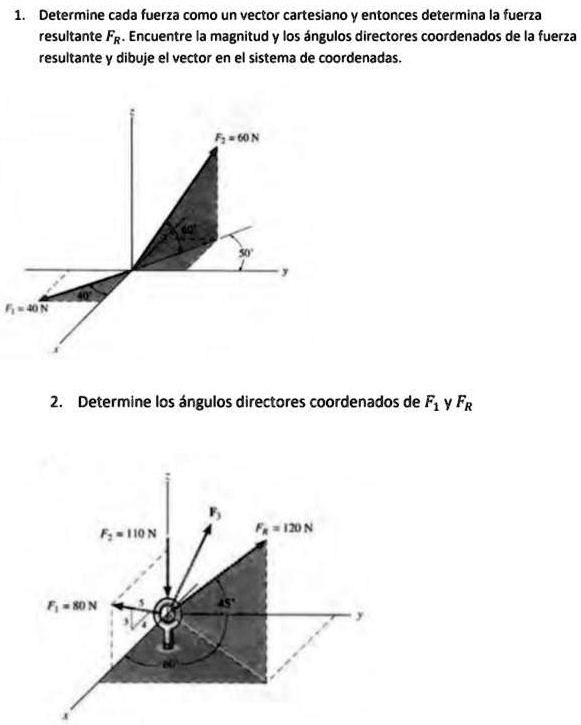 SOLVED: 1. Determine Cada Fuerza Como Un Vector Cartesiano Y Entonces ...