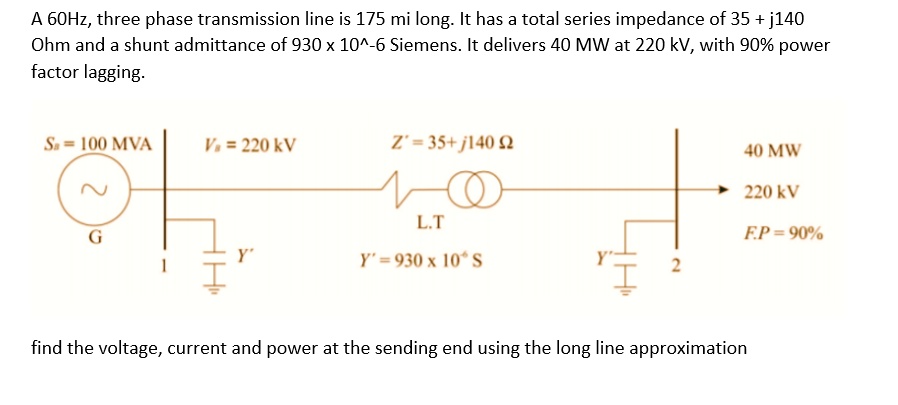 SOLVED: A 60 Hz, three-phase transmission line is 175 mi long. It has a ...