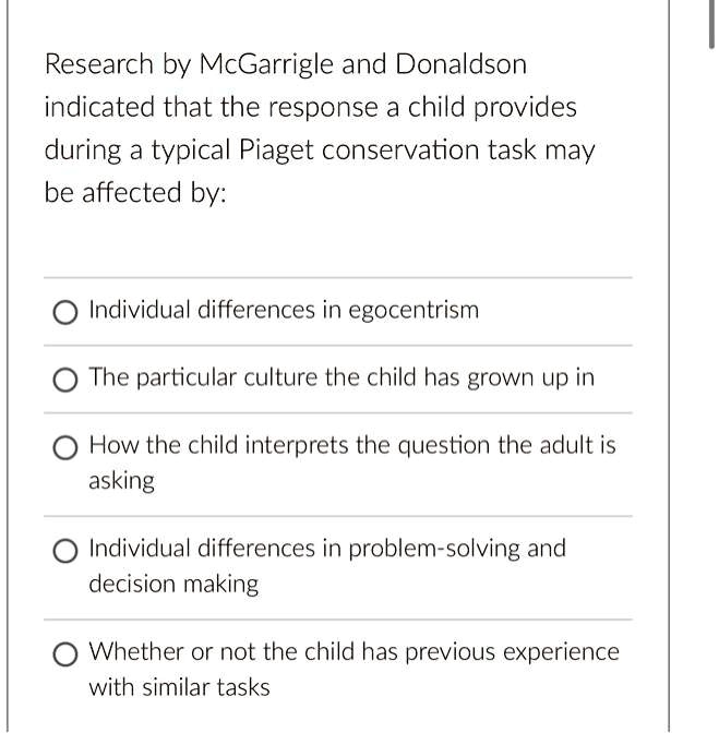 A typical child shop on piaget's conservation tasks