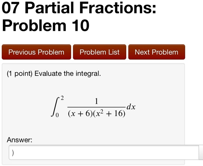 ∫0^2 (1)/((x+6)(x^2+16))dx