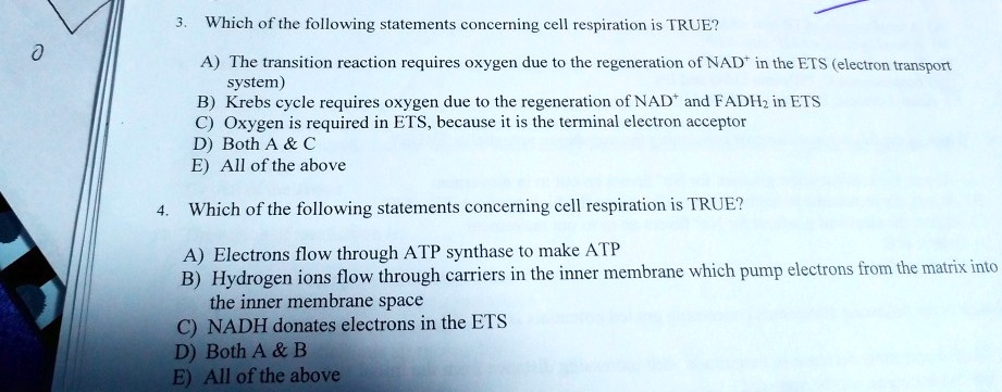 Which Of The Following Statements Concerning Cellular Metabolism Is False SOLVED: Which of the following statements concerning cell respiration