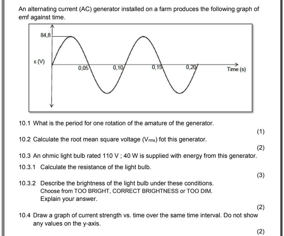 SOLVED Texts An alternating current (AC) generator installed on a