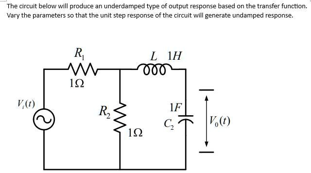 SOLVED: The circuit below will produce an underdamped type of output ...