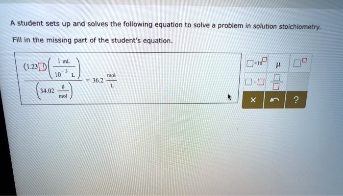 student sets up and solves the following equation to solve problem in ...