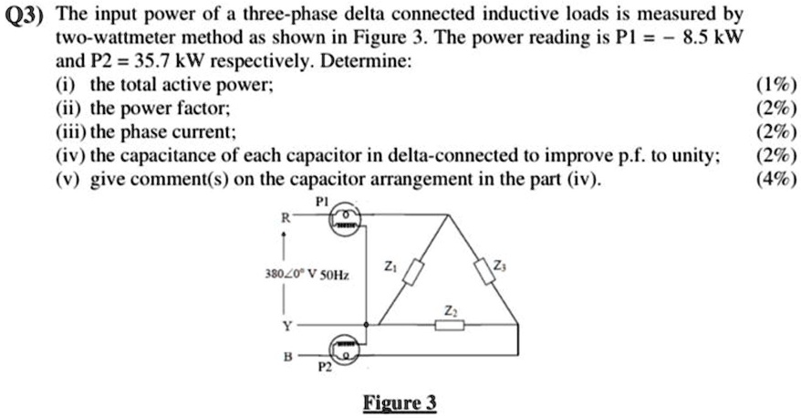 Solved: Q3) The Input Power Of A Three-phase Delta Connected Inductive 