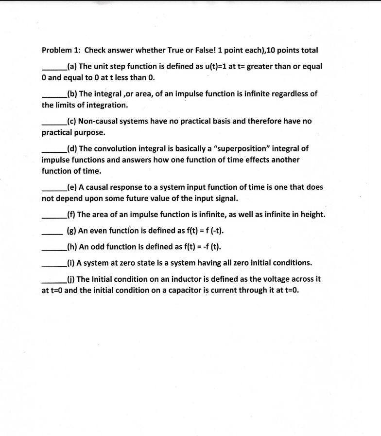 problem 1 check answer whether true or false1point each10 points total ...