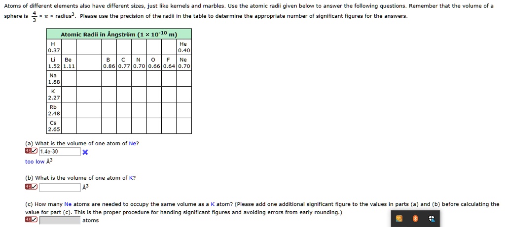 SOLVED: Atoms Different elements also have different sizes, just like ...