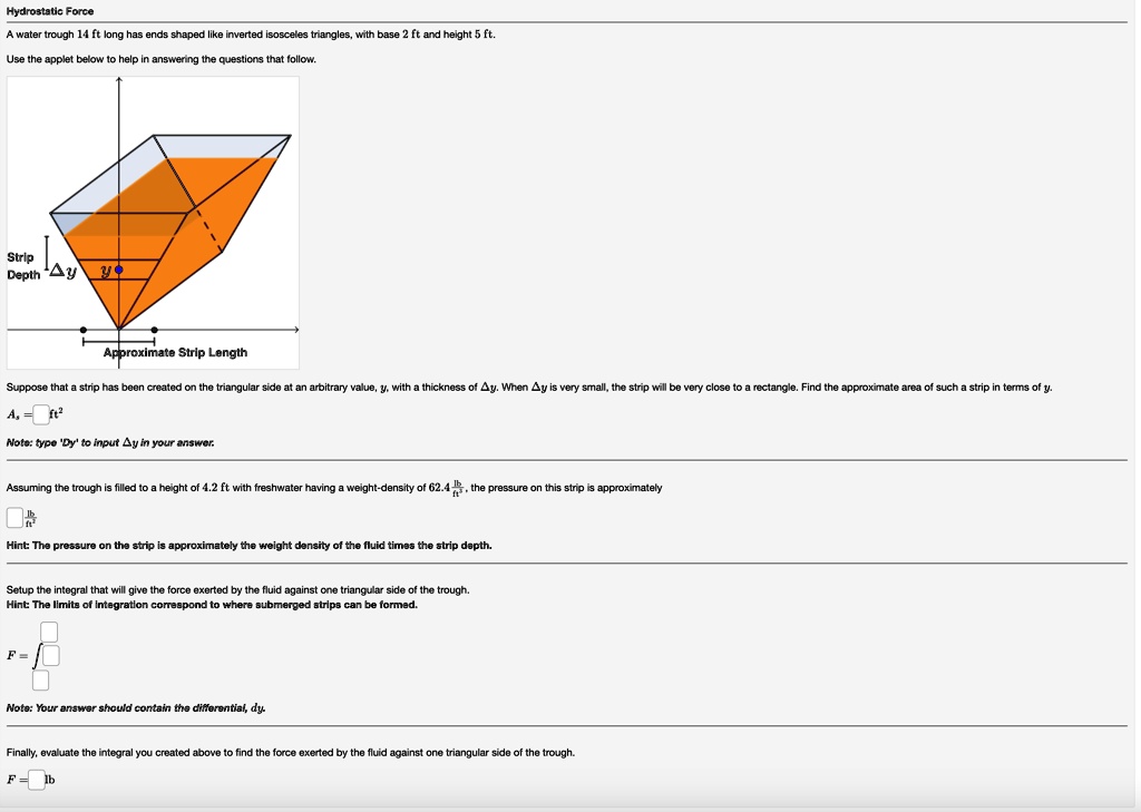 Texts: Hydrostatic Force A water trough 14 ft long has ends shaped like ...