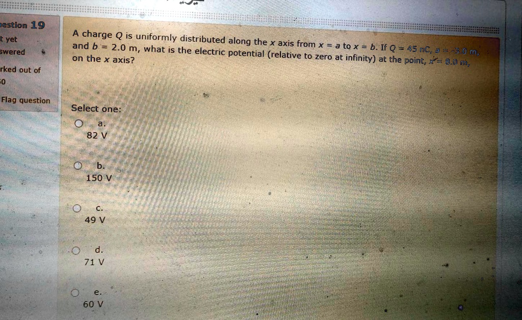 Solved Jestlon 19 Yet Swered Charge Q Is Uniformly Distributed Along And B 2 0 The What Is The Electric Xeaxis From X A To X B If Q 45