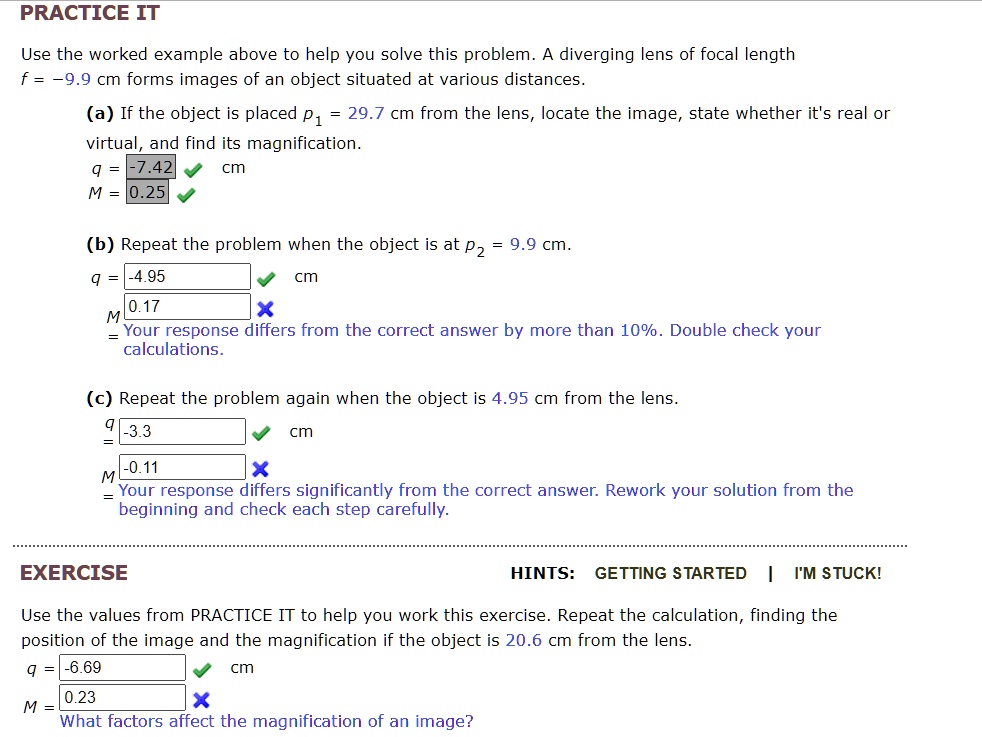 Solving Lens Problems SOLVED: PRACTICE IT Use the worked example above to help you solve this ...