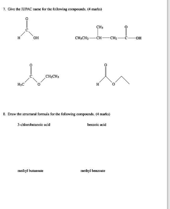 Solved: Give The Jupac Names For The Following Compounds (4 Marks): Ch4 