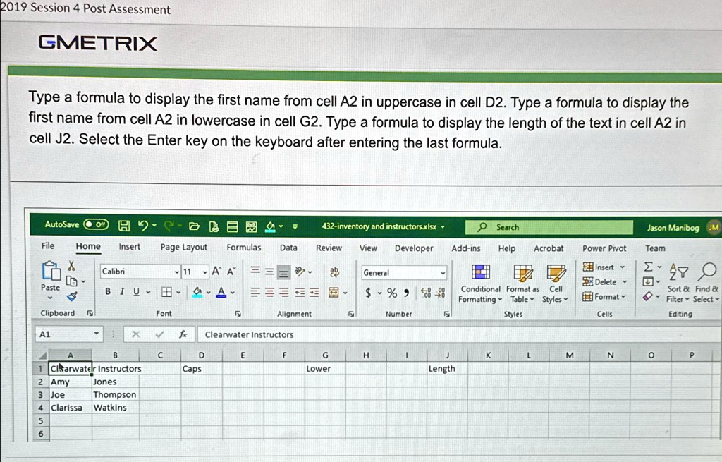 SOLVED 2019 Session 4 Post Assessment GMETRIX Type a formula to