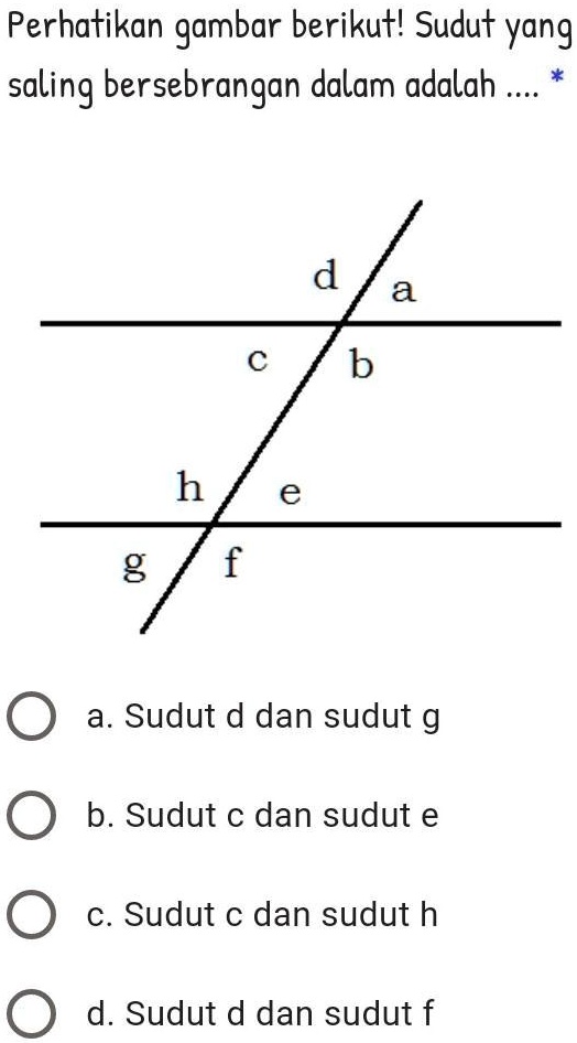 SOLVED: mintol agy kak plisee Perhatikan gambar berikut! Sudut yang ...