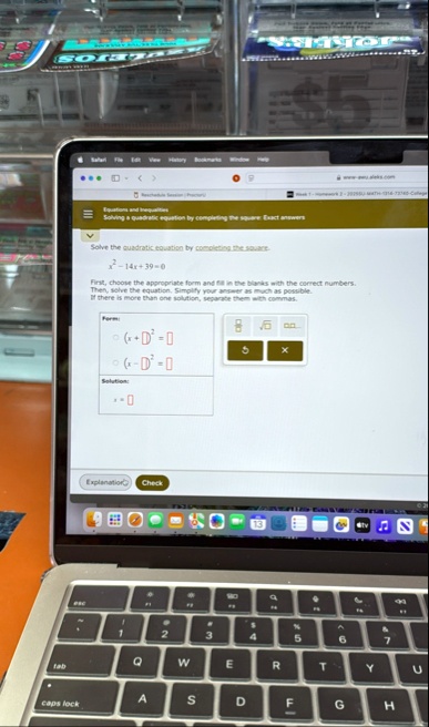 equations and inequalities solving a quadratic equation by completing the square exact answers solve the quadratic equation by completing the square x2 14x 39 0 first choose the appropriate  35896
