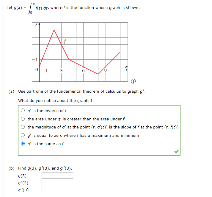 Solved Let G X Int 0 X F T D T Where F Is The Function Whose Graph Is Shown Begin Tabular L L L L L L L L L L L L Hline Y