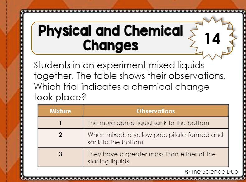 SOLVED: 'someone plz help me. Physical and Chemical 14 Changes Students ...