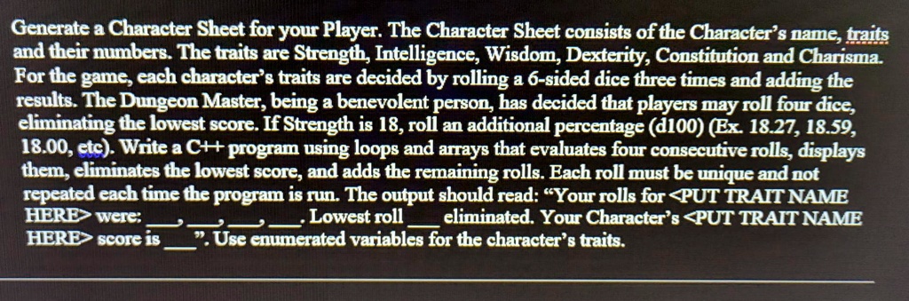 Generate a Character Sheet for your Player. The Character Sheet ...