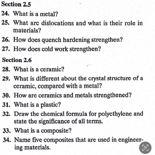 SOLVED: Section 2.5 24.What Is A Metal? 25. What Arc Dislocations And ...