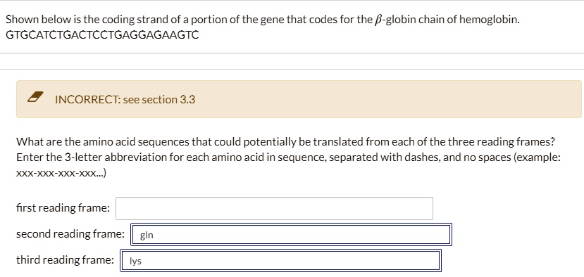 shown below is the coding strand of a portion of the gene that codes ...