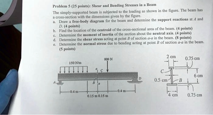 SOLVED: Problem 5 (25 points): Shear and Bending Stresses in a Beam The ...