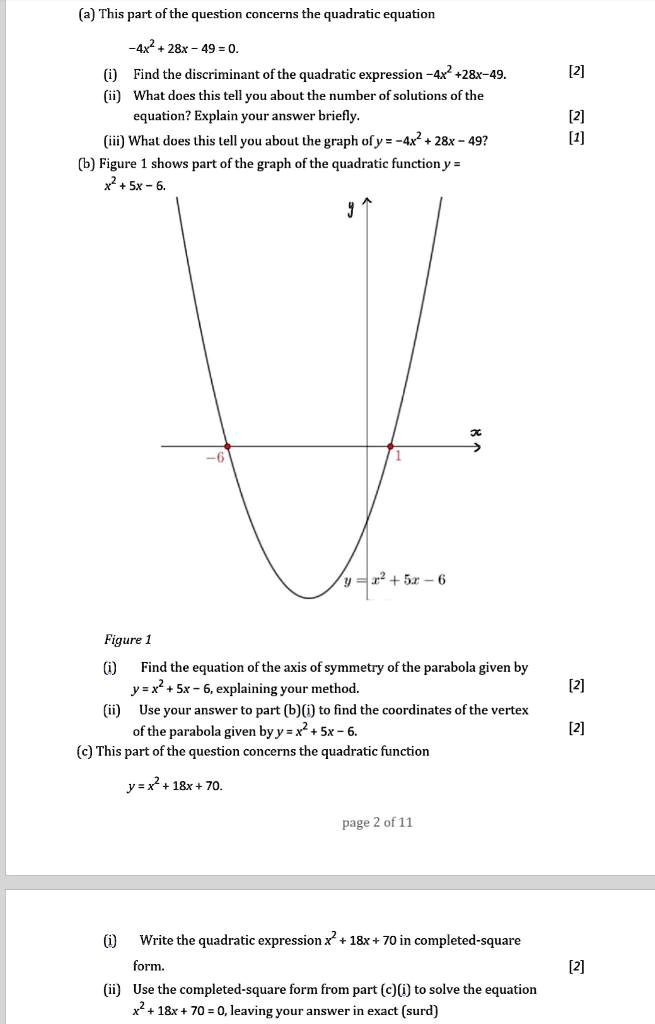 Solved A This Part Ofthe Question Concerns The Quadratic Equation 4x2 28x 49 0 Find The Discriminant Ofthe Quadratic Expression 4x 28x 49 What Does This Tell You About The Number Of Solutions