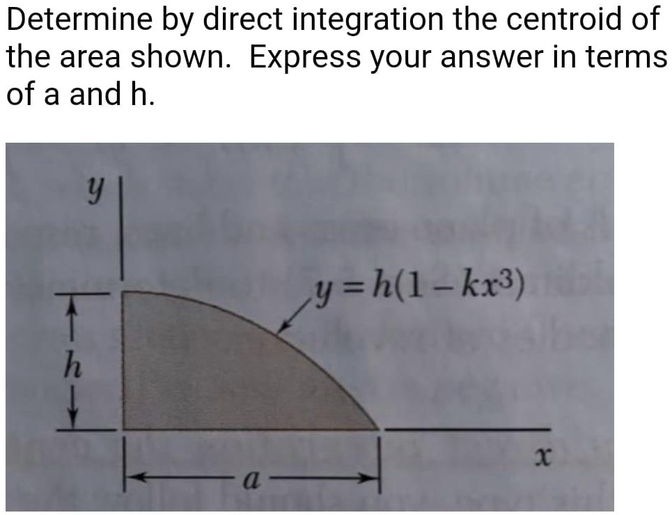 SOLVED: URGENT PLS. Determine, by direct integration, the centroid of ...