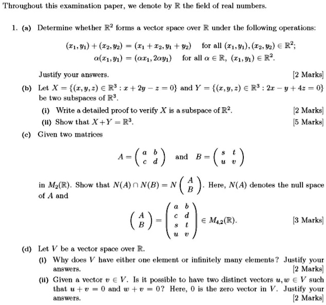 SOLVED Throughout this examination paper we denote by R the