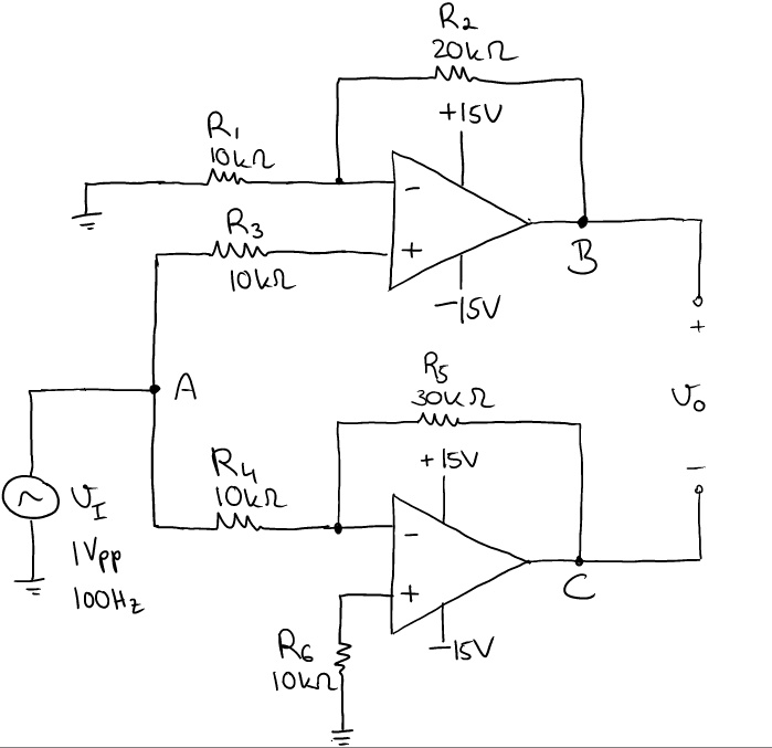 SOLVED: -Assuming Ideal Op Amps,sketch The Voltage Waveforms At Nodes B ...