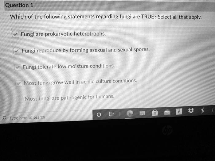 SOLVED Question 1 Which of the following statements regarding fungi