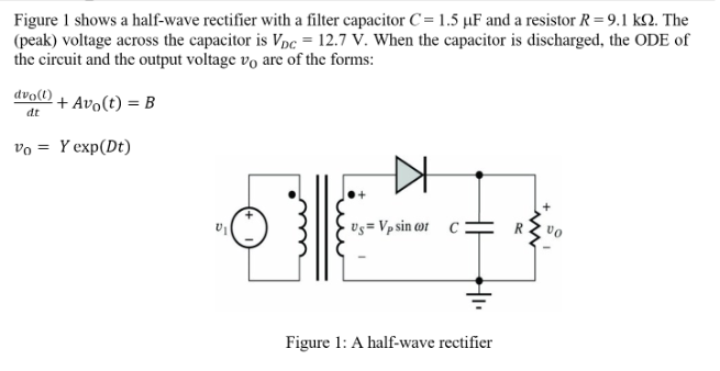 SOLVED: Figure 1 shows a half-wave rectifier with a filter capacitor C ...