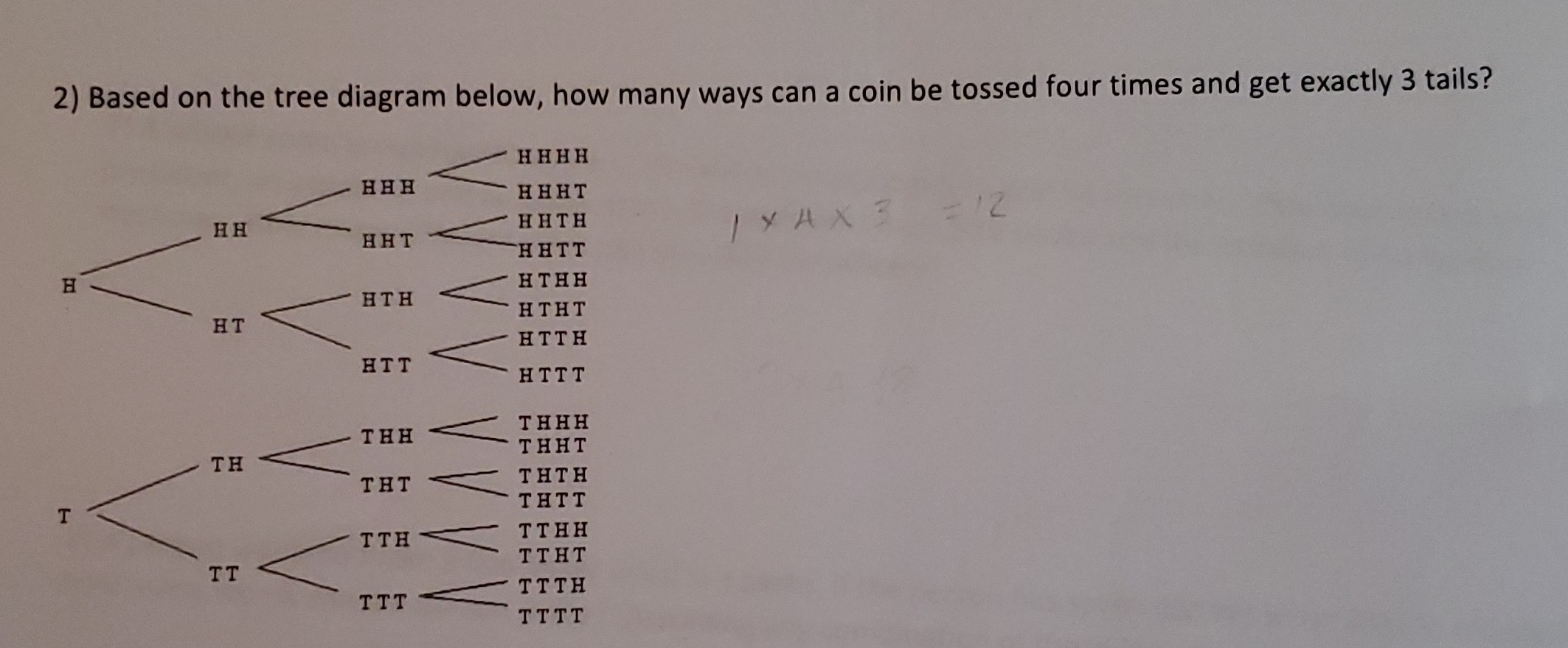 SOLVED 2) Based on the tree diagram below, how many ways can a coin be
