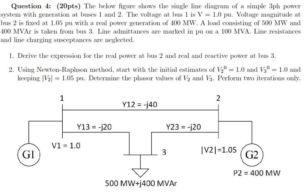 SOLVED: Question 4: (20pts) The below figure shows the single line ...